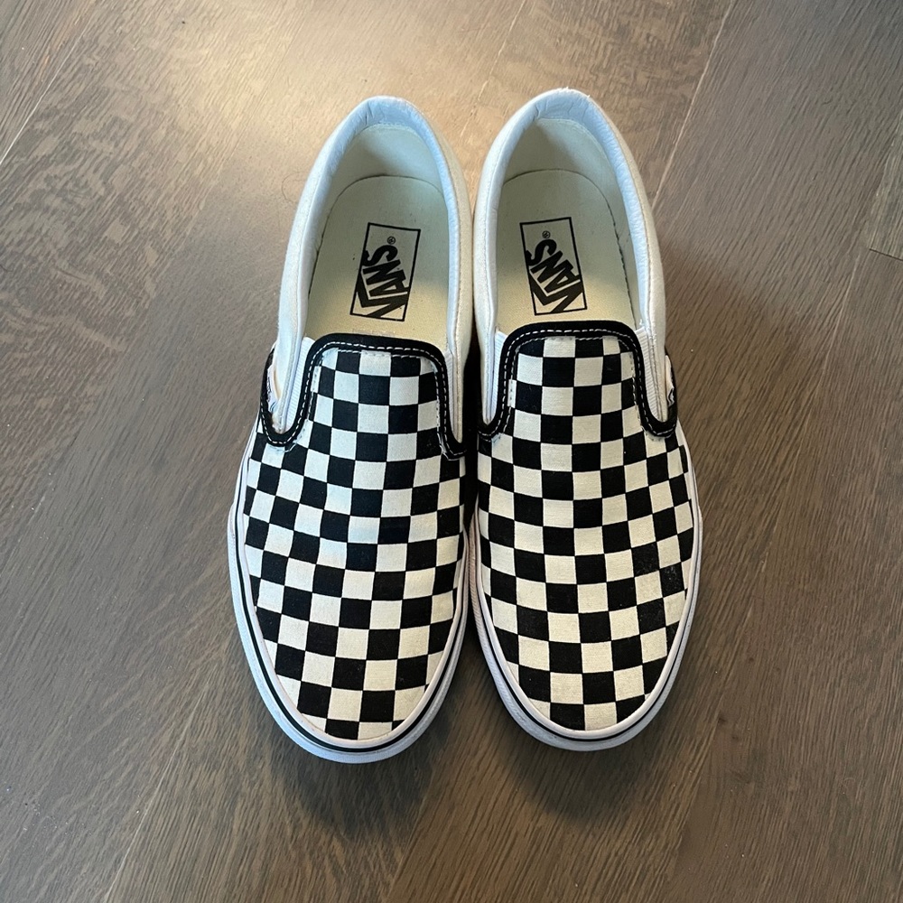 black and white checkered Vans